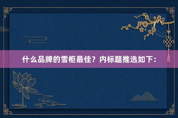 什么品牌的雪柜最佳?内标题推选如下: